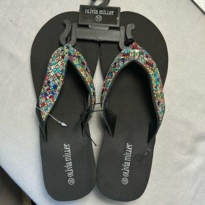 Olivia Miller Multicolor Beaded Sandals